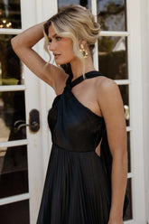 Sandra Pleated Maxi Dress | Black